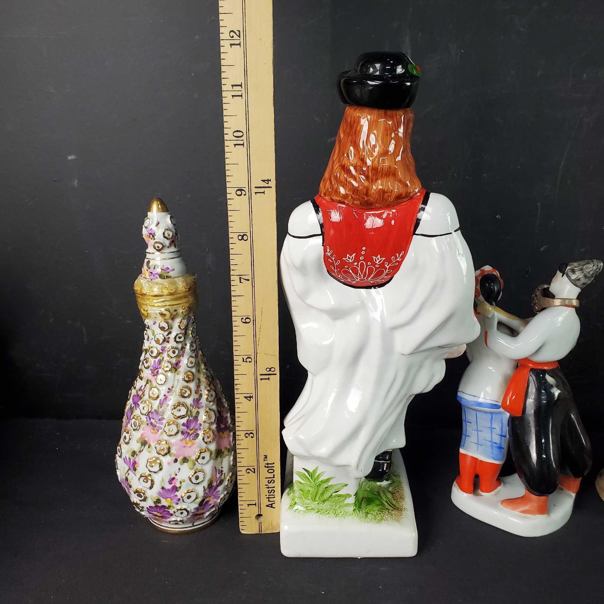 Lot of misc. figurines small Turkish handmade vase heavy elephant statue handmade porcelain figure