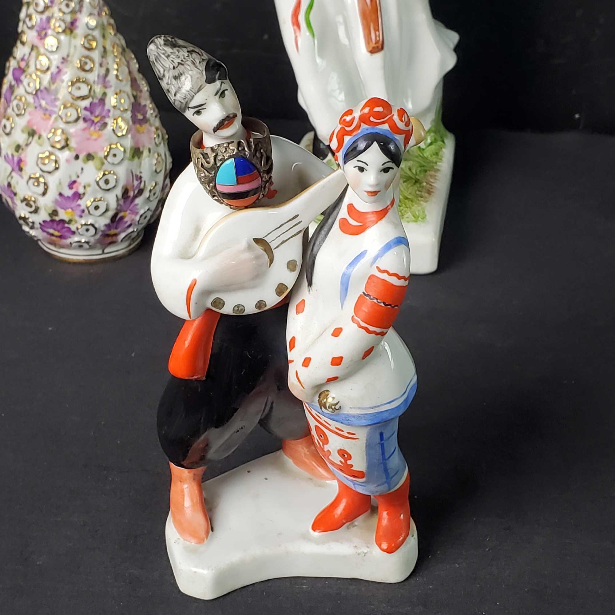 Lot of misc. figurines small Turkish handmade vase heavy elephant statue handmade porcelain figure