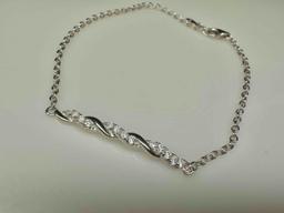 S925 Sterling Silver Bracelet with Moissanite Diamonds GRA Certificate 1.9g