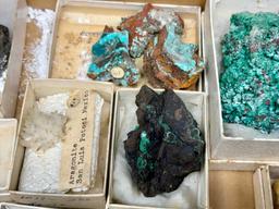 Flat of assorted Mineral Specimens Malachite, Azurite, Smithsonite more