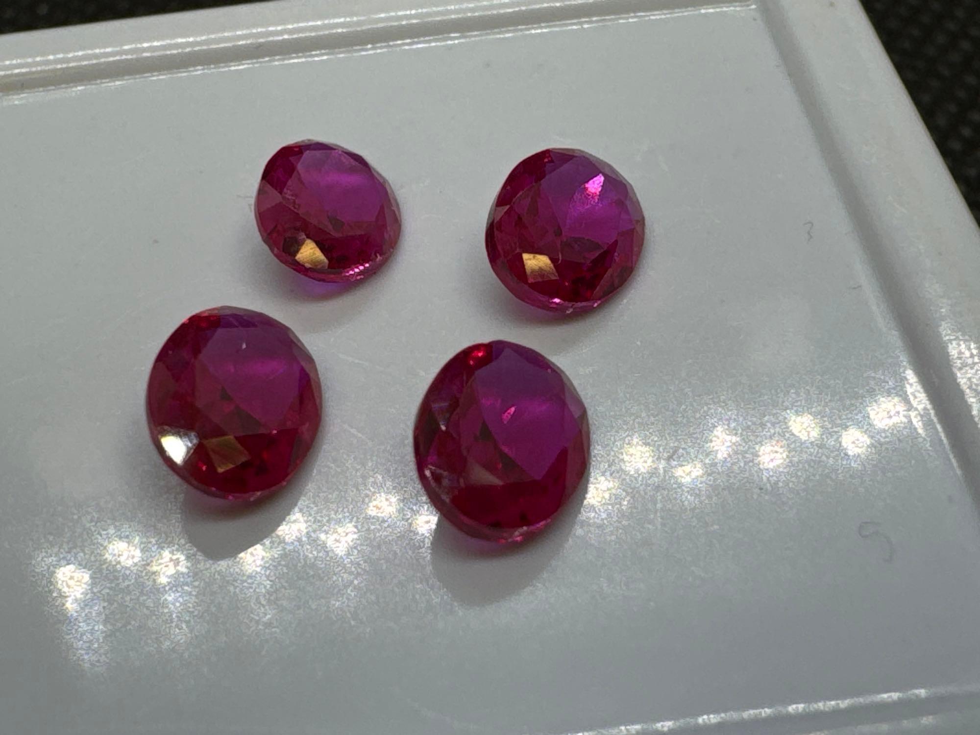 4x Red Heart Cut Ruby Gemstones 3.10 Ct