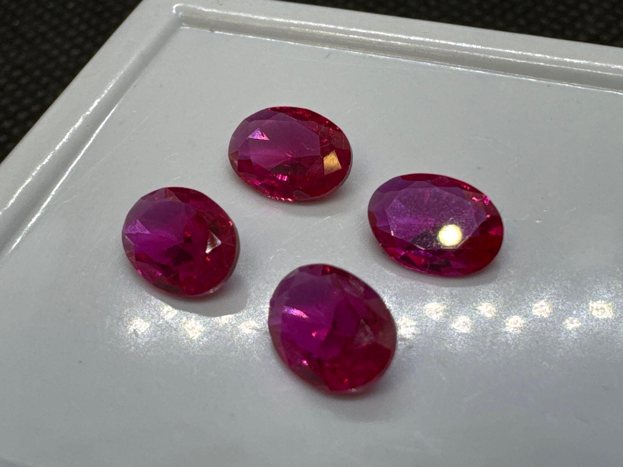 4x Red Heart Cut Ruby Gemstones 3.10 Ct