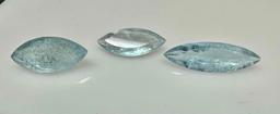 3 Marquise Cut Aquamarine Gemstones 15.8ct Total