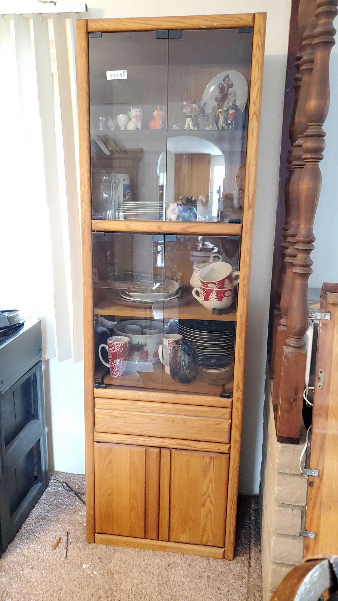 Wooden china hutch/cabinet with contents @ farm