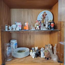 Wooden china hutch/cabinet with contents @ farm