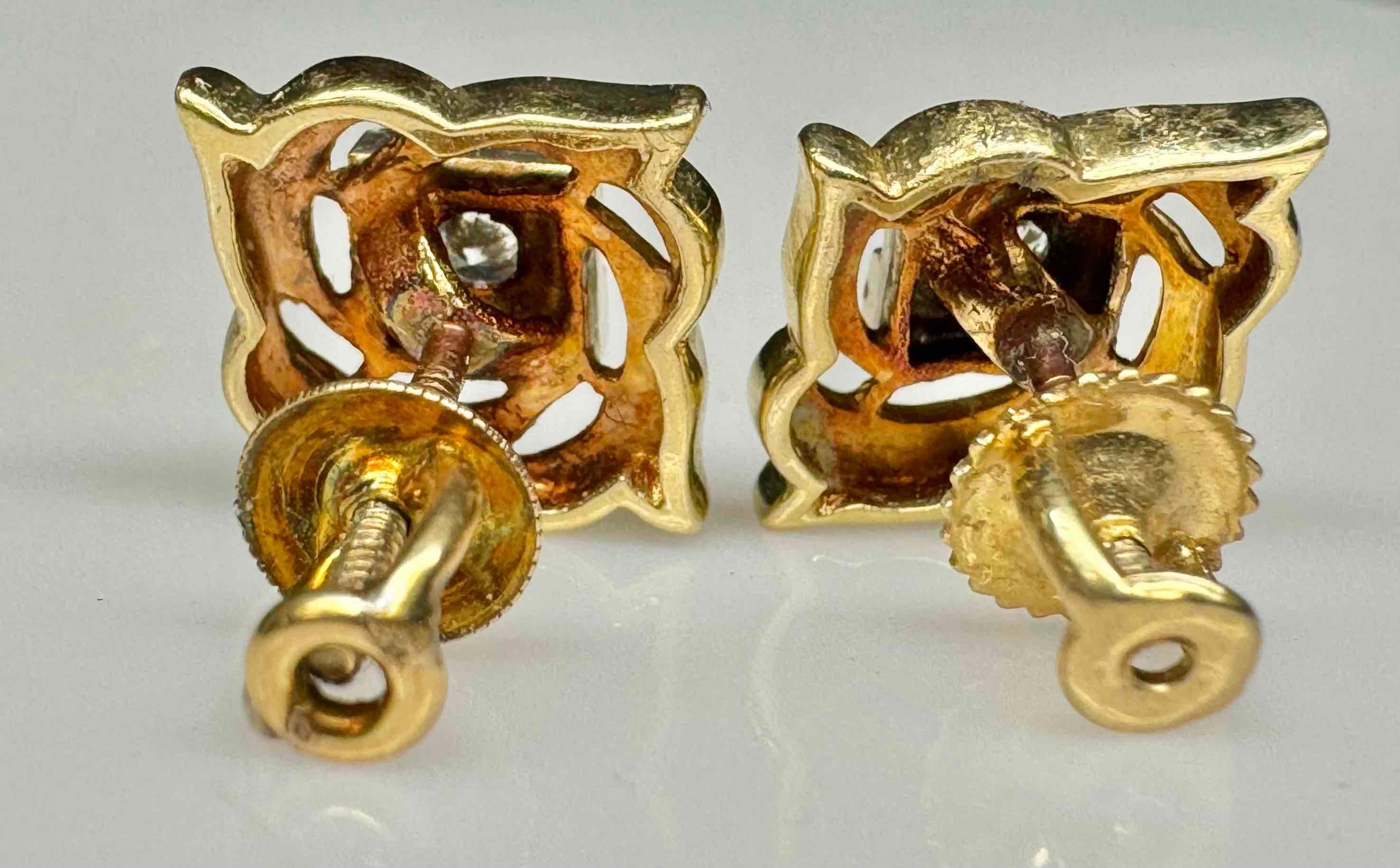Pair of 14k Gold Diamond Earrings 3.17g Total