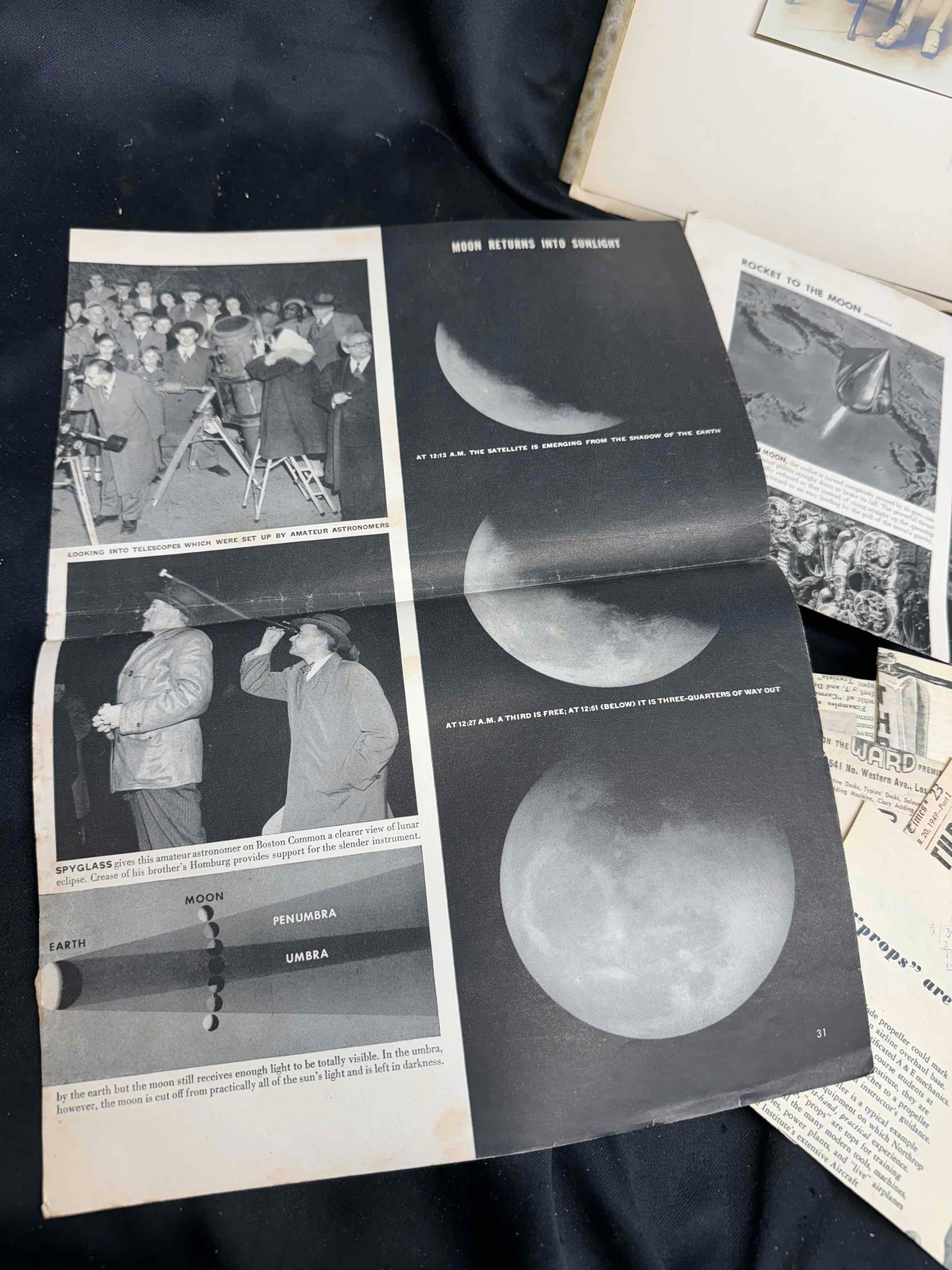 Vintage Ephemera 1940s-50s Old Photographs, Newspaper Articles. Moon, Military more