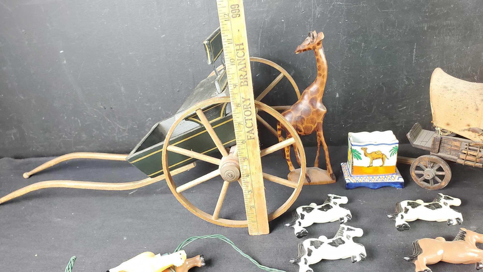 Misc. horse lights buggy wagon statue jeraffe figure etc