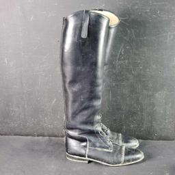 Konigs Black Leather Womens field Riding Boots size 10 with zipperd / soft case