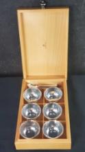 Pampaloni .925 sterling and silverplate cup and spoon set 6ea. in wooden box