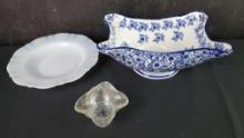 Asian porcelain bowl plate small glass basket