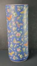 Vintage Chinese porcelain floral/buterfly umbrella stand with chopmark