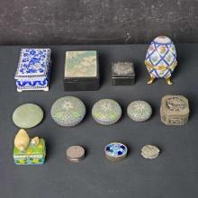 Lot of 12 trinket/pill/jewelry boxes
