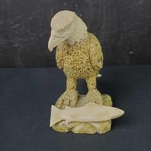 Bald eagle resin sculpture with fish at feet signed Chaz