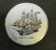 2020 Cook Island Ship 1 Troy Oz 999 Fine Silver Bullion Coin