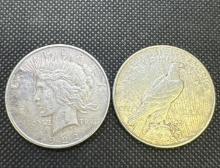 2x 1922 Silver Peace Dollars 90% Silver Coins 53.37 Grams