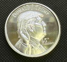 2 Troy Oz .999 Fine Silver Donald Trump 45th President White House Bullion Coin