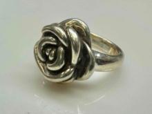 925 Sterling Silver Rose Ring Sz.8 5.6g