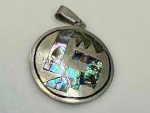 925 Sterling Silver Mexico Pendant Necklace Mother of Pearl