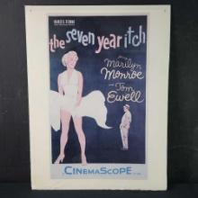 Unframed vintage Cinima Scope movie poster of The Seven Day Itch featuring Marilyn Monroe