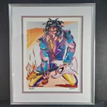 Framed unique Jimi Hendrix art titled Jimi Jam signed Adam Stone