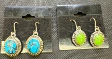 Blue and Green Turquoise Navajo Sterling Silver Earrings 16.98 Grams