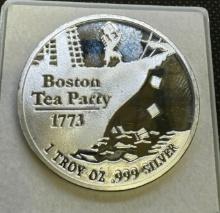 Boston Tea Party 1 Troy Oz .999 Fine Silver Dont Tread On Me Bullion Coin