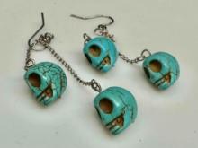 Unique Turquoise Skull Earrings