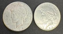 2 Coins 1922 Silver Peace Dollars 90% Silver 53.39 Grams