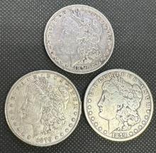 3 Coins 1879 Morgan Silver 90% Silver 79.61 Grams