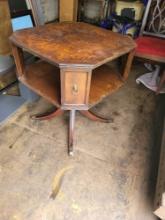 antique wooden table with leather top