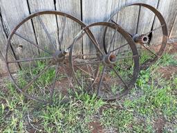 3 steel wagon wheels