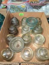 Box of 14 Assorted Sized and Brands, Antique Insulaters .