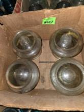 Box of 4 Large Antique Insulaters. Hemingray. Made in USA.