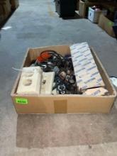 Box of Assorted Electrical Items and Hardware.