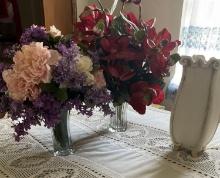 artificial flowers and vases