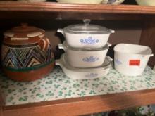 Corning ware cookware and Indian pottery pot