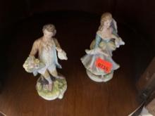 Vintage Lefton, China, 7 inch porcelain figurines, woman, and man.