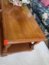 Wooden coffee table 21 inches, wide 56 inches long