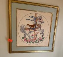 Wall decor, have a merry go round horse embroidery