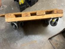 Wooden Shop dolly cart on casters