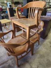 3 wooden chairs with arm rest