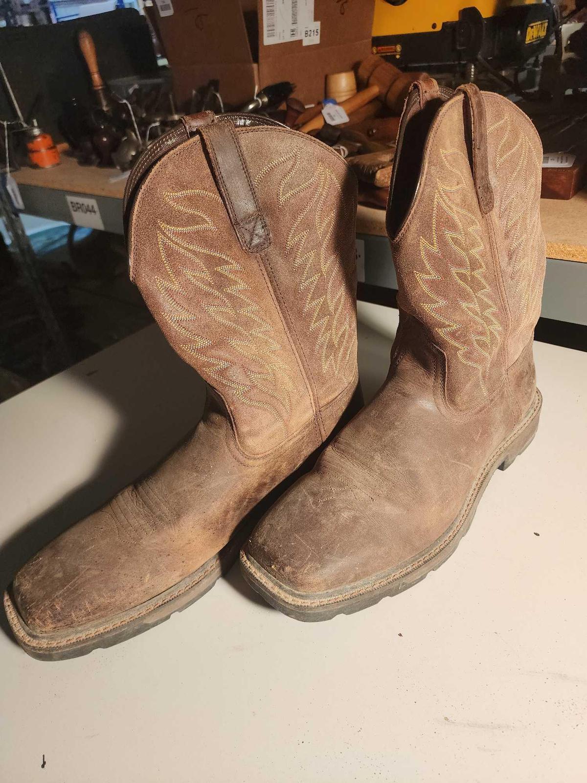 Pair of Ariat work boots size 12 Med. Used, but look to be in very good condition.