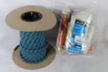 One large roll of nylon rope and five small rolls of nylon rope and twine.