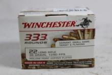 One box of Winchester 22 long rifle ammo, 333 count