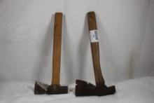 Two small wood handled hammer/hatchets. Used.