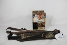 One Blue Force nylon rifle sling in package and two nylon padded rifle slings.