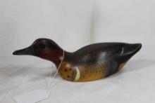 Wood duck decoy of a Teal. Numbered 410. By P D Hooker.