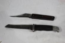 One Kabar "Rifle Knife" with 4 inch blade and one Buck 121 with 4.75 inch blade.