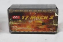 One box of CCI 17 Mach 2, 17gr V-Max. Count 50.